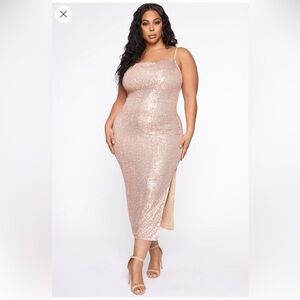Sparkling Champaign Sequin Dress Fashion Nova
